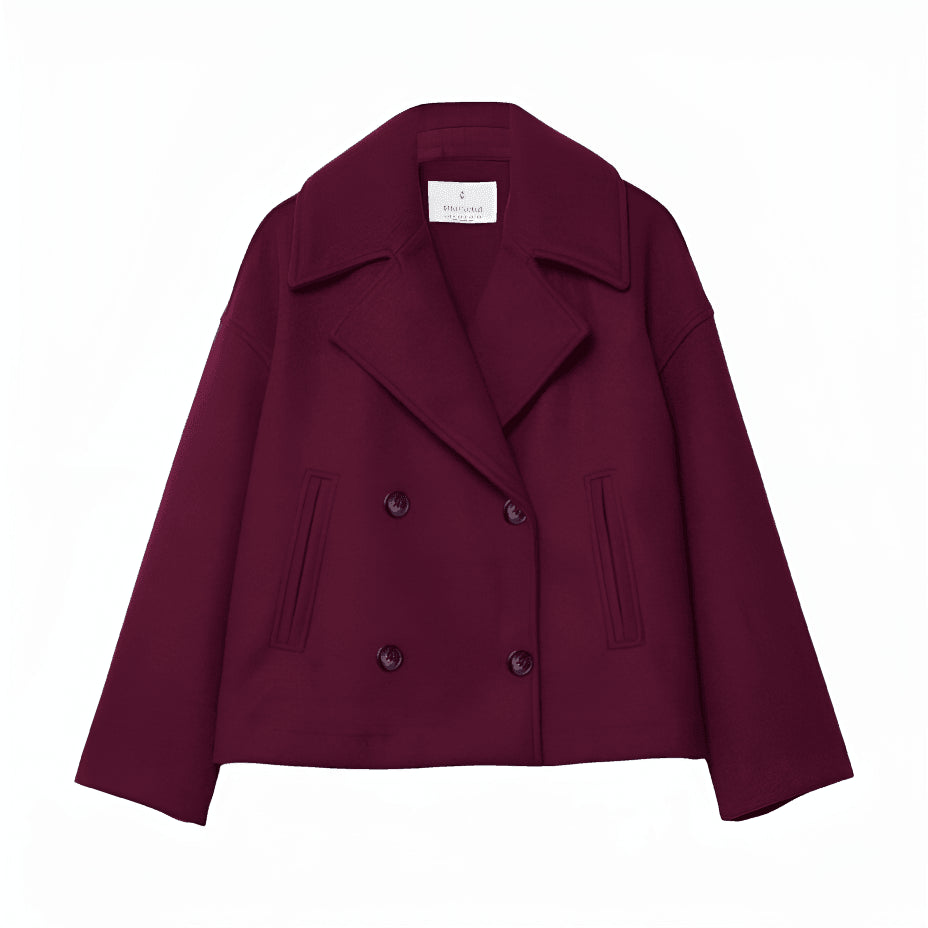 Trench court col cranté double boutonnage rouge pour femme
