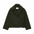 Trench court col cranté double boutonnage vert pour femme