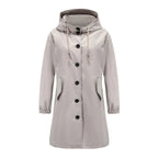 Trench long à capuche et poches gris pour femme