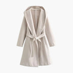 Trench long à capuche et ceinture beige pour femme