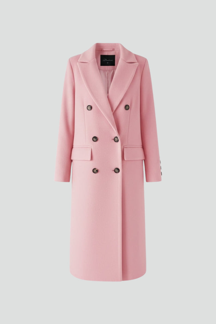 Trench long croisé à revers crantés pour femme