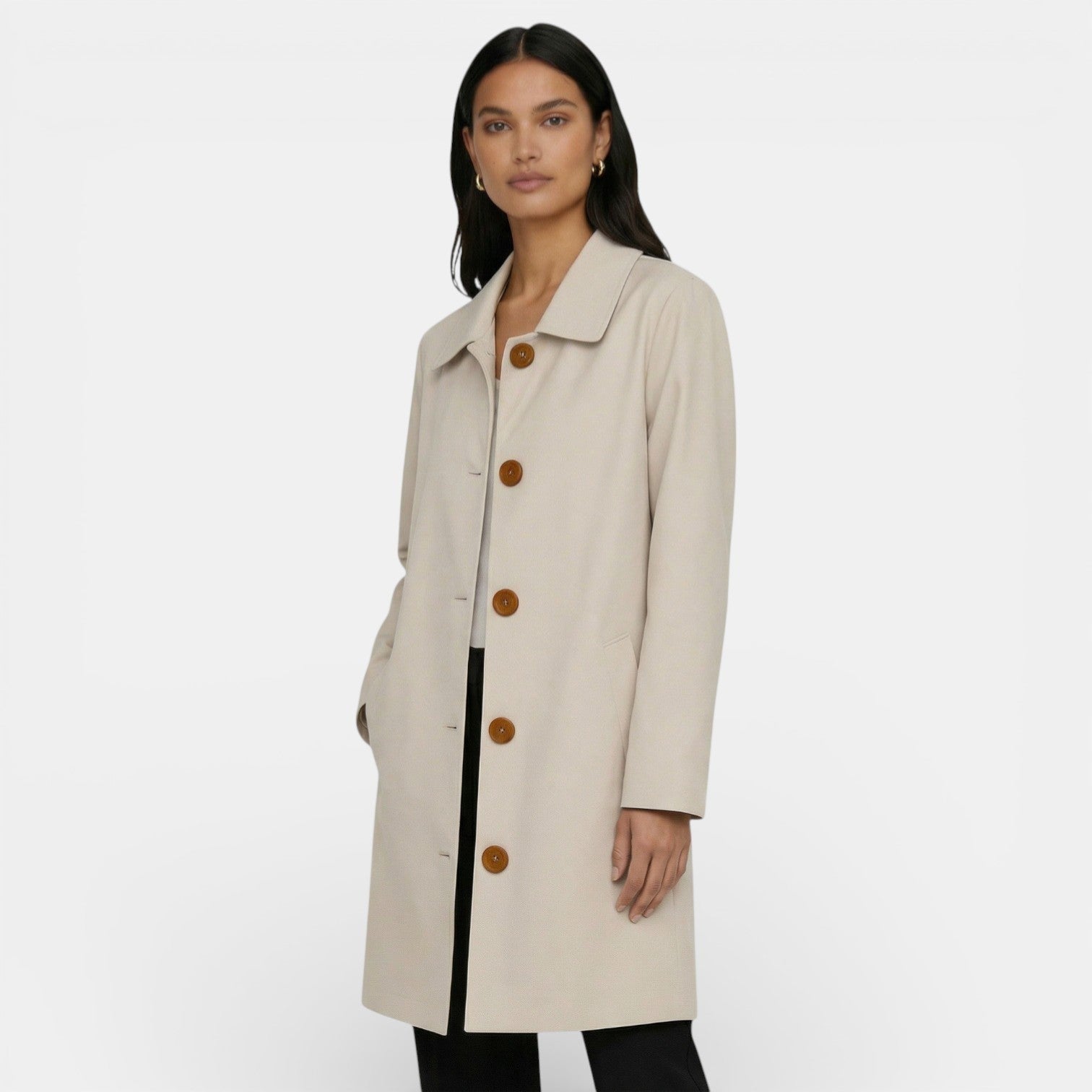 Trench mi-long col classique boutons pour femme – vue 4