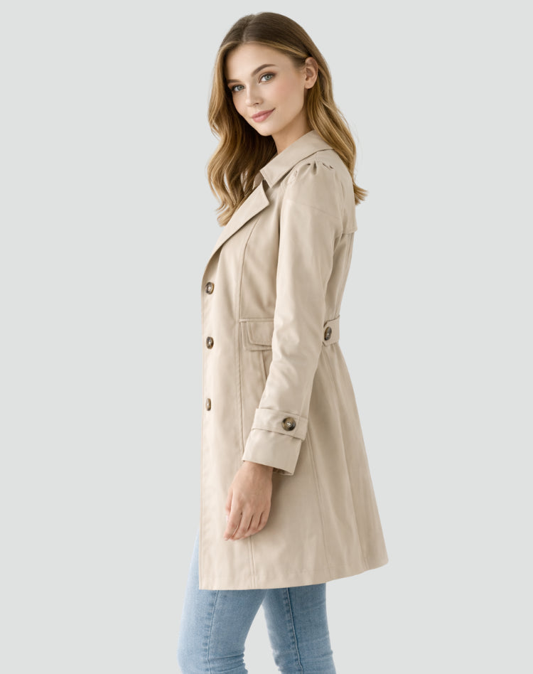Trench mi-long boutonné à col revers pour femme – vue 2