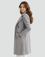 Trench mi-long double boutonnage col tailleur pour femme
