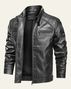 Veste biker col montant zippée noir pour homme