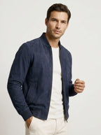 Veste bomber col côtelé bleu marine pour homme