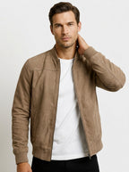Veste bomber col côtelé marron pour homme