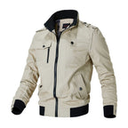 Veste bomber militaire multi-poches zippée kaki pour homme
