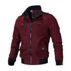 Veste bomber militaire multi-poches zippée rouge pour homme