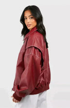 Veste bomber oversize à surpiqûres contrastées pour femme – vue 2