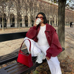 Veste bomber oversize à surpiqûres contrastées pour femme – vue 4