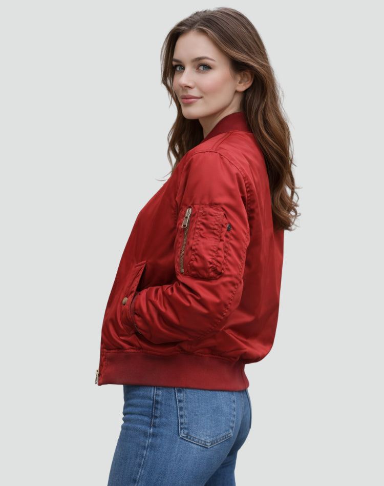 Veste bomber zippée avec poche manche pour femme