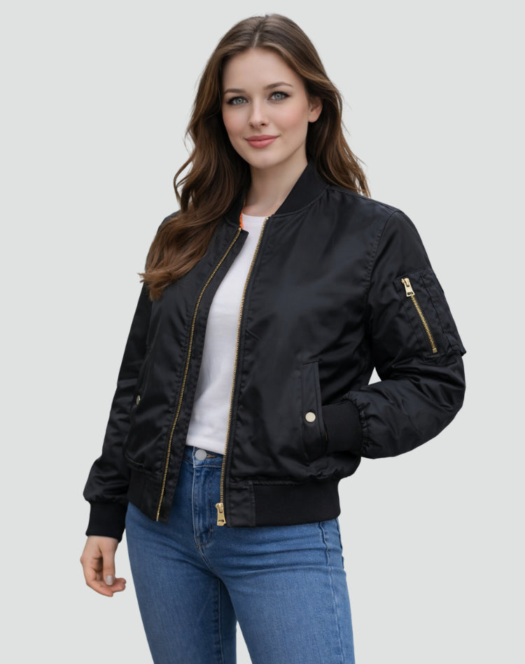 Veste bomber zippée avec poche manche pour femme – vue 3