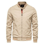 Veste bomber zippée col côtelé rayé kaki pour homme