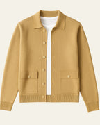 Veste boutonnée col chemise poches plaquées beige pour homme