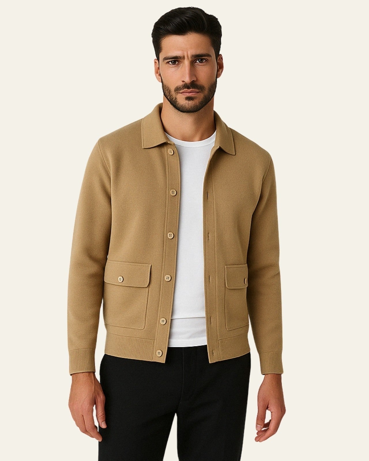 Veste boutonnée col chemise poches plaquées pour homme – vue 2