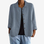 Veste boutonnée col chemise coupe décontractée gris pour femme