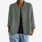 Veste boutonnée col chemise coupe décontractée vert pour femme
