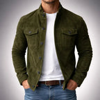 Veste col montant poches poitrine boutonnée vert pour homme