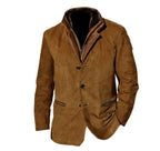 Veste col montant boutons vintage café pour homme