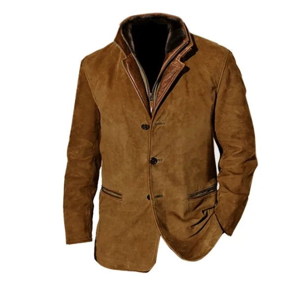 Veste col montant boutons vintage café pour homme