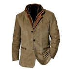 Veste col montant boutons vintage kaki pour homme