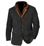 Veste col montant boutons vintage noir pour homme