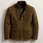 Veste col montant fermeture zip marron pour homme