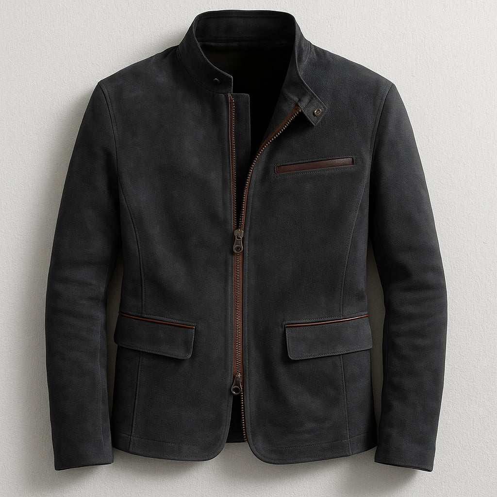 Veste col montant fermeture zip noir pour homme