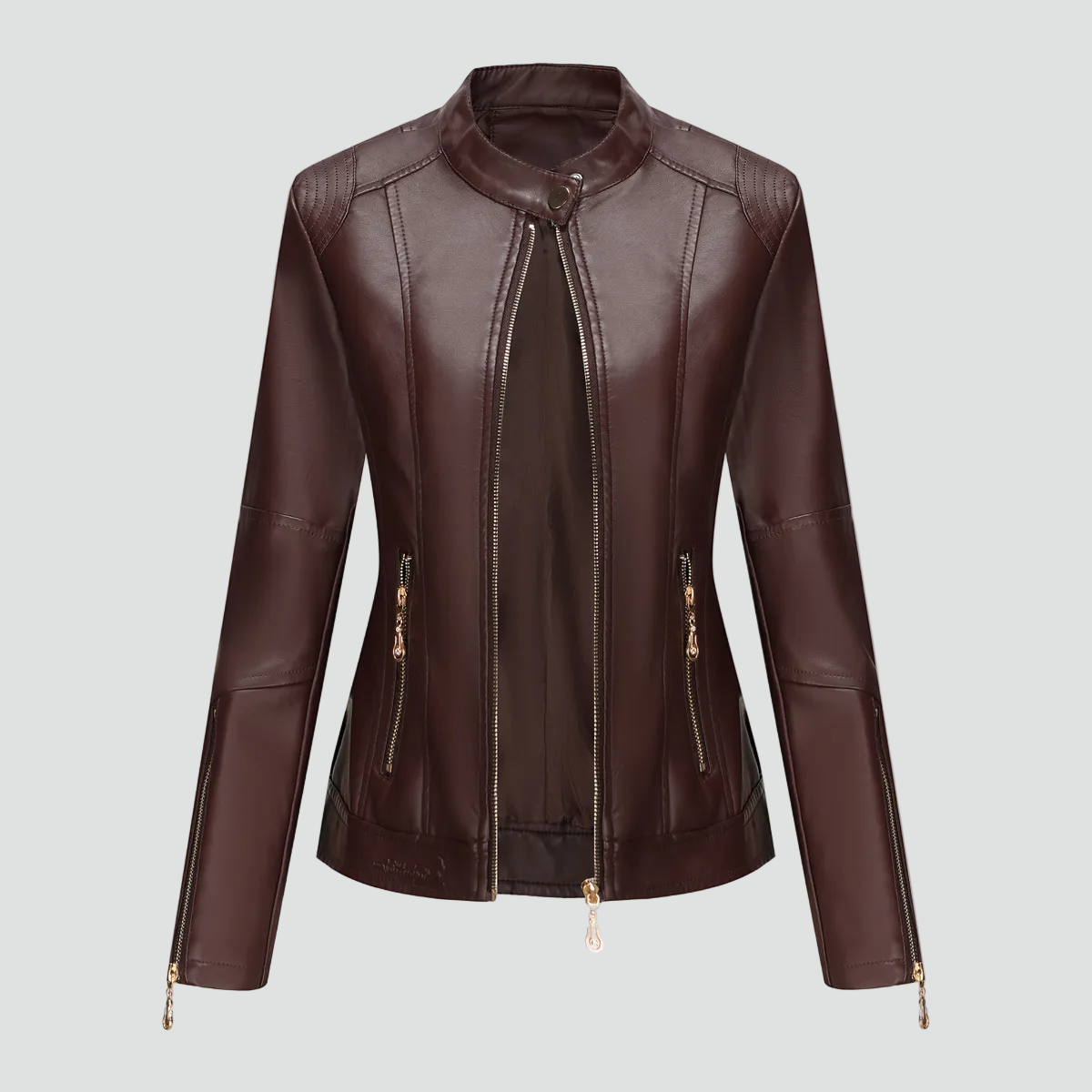Veste col montant zippée détails épaules pour femme – vue 3