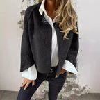 Veste courte boutonnée col contrastant noir pour femme
