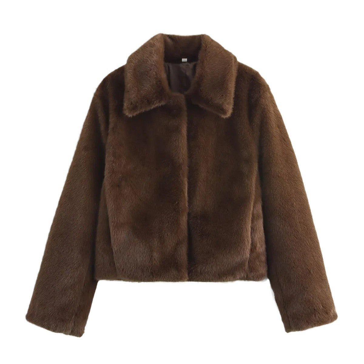 Veste courte fausse fourrure col classique pour femme – vue 5