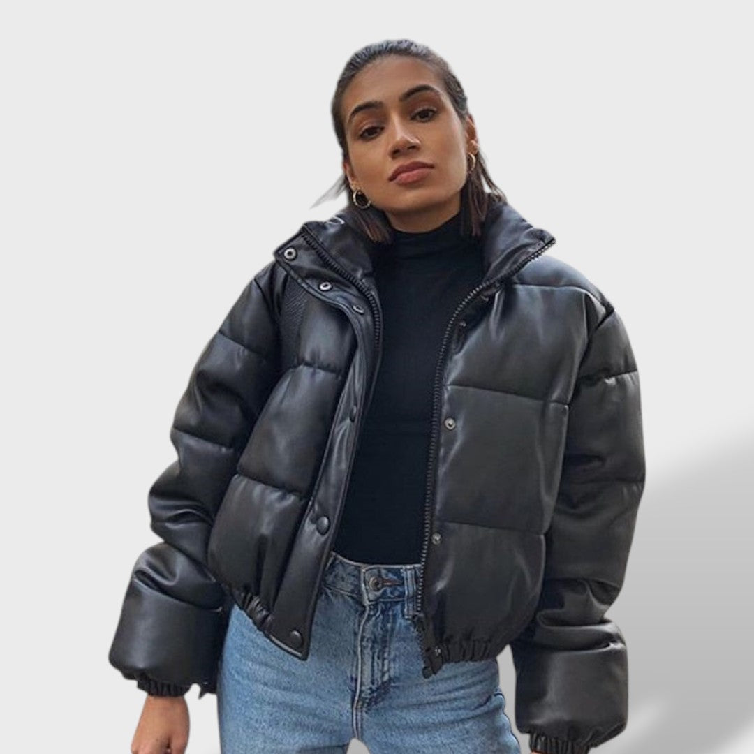 Veste courte matelassée col montant pour femme