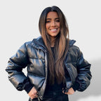 Veste courte matelassée col montant pour femme – vue 3
