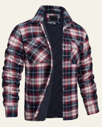 Veste doublée à carreaux avec poches rouge pour homme