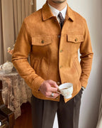Veste col chemise poches poitrine boutonnée pour homme