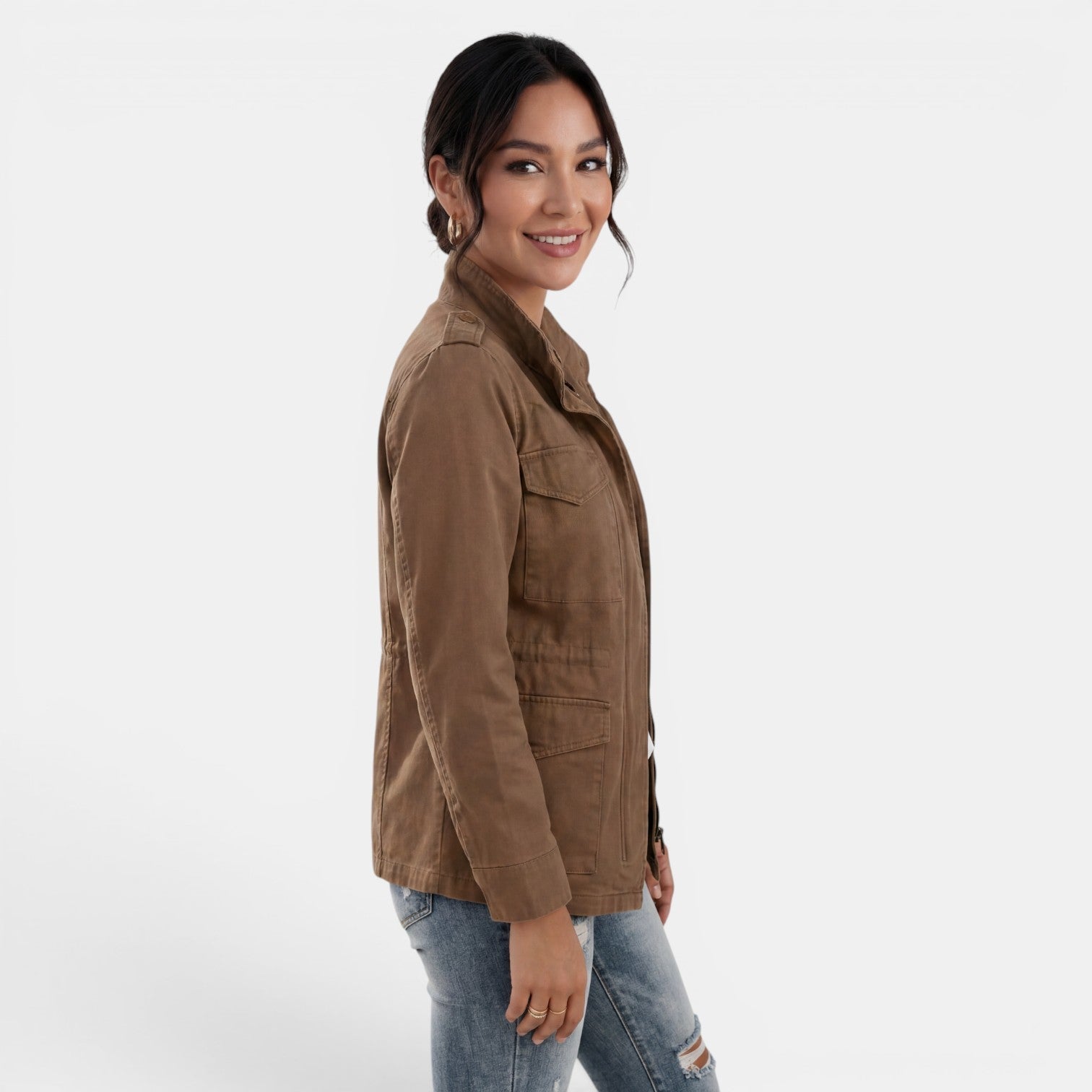 Veste légère col cranté avec poches pour femme – vue 3