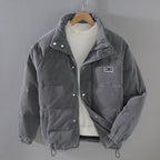 Veste matelassée col montant à poches gris pour homme