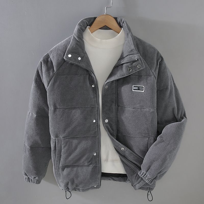 Veste matelassée col montant à poches gris pour homme