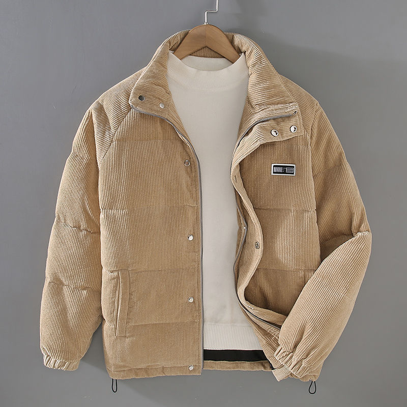 Veste matelassée col montant à poches kaki pour homme