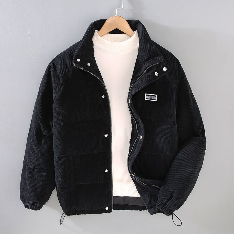 Veste matelassée col montant à poches noir pour homme