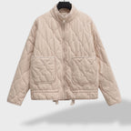 Veste matelassée courte col montant beige pour femme