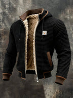 Veste matelassée capuche doublée sherpa noir pour homme