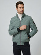 Veste matelassée légère à col montant vert pour homme