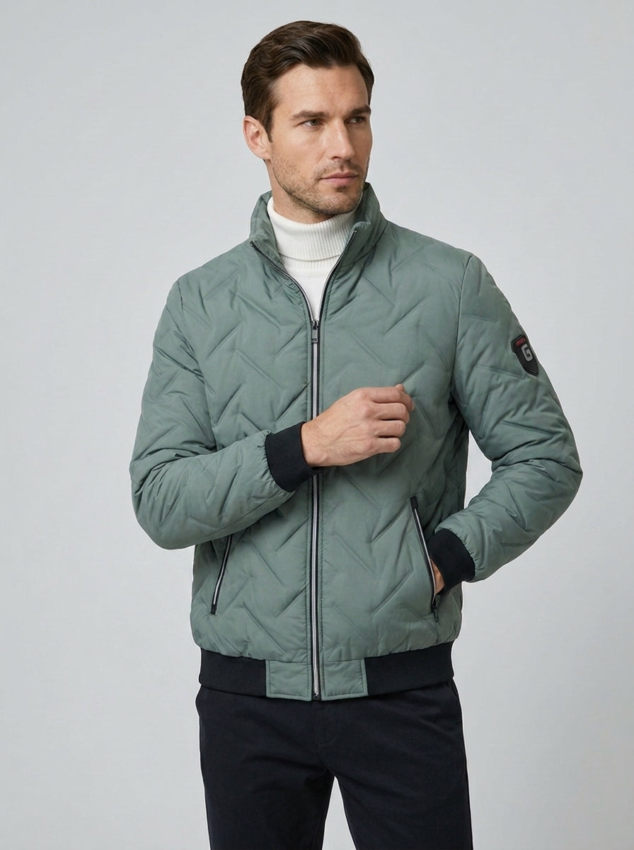 Veste matelassée légère à col montant vert pour homme