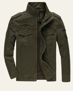 Veste militaire col montant multi-poches vert pour homme