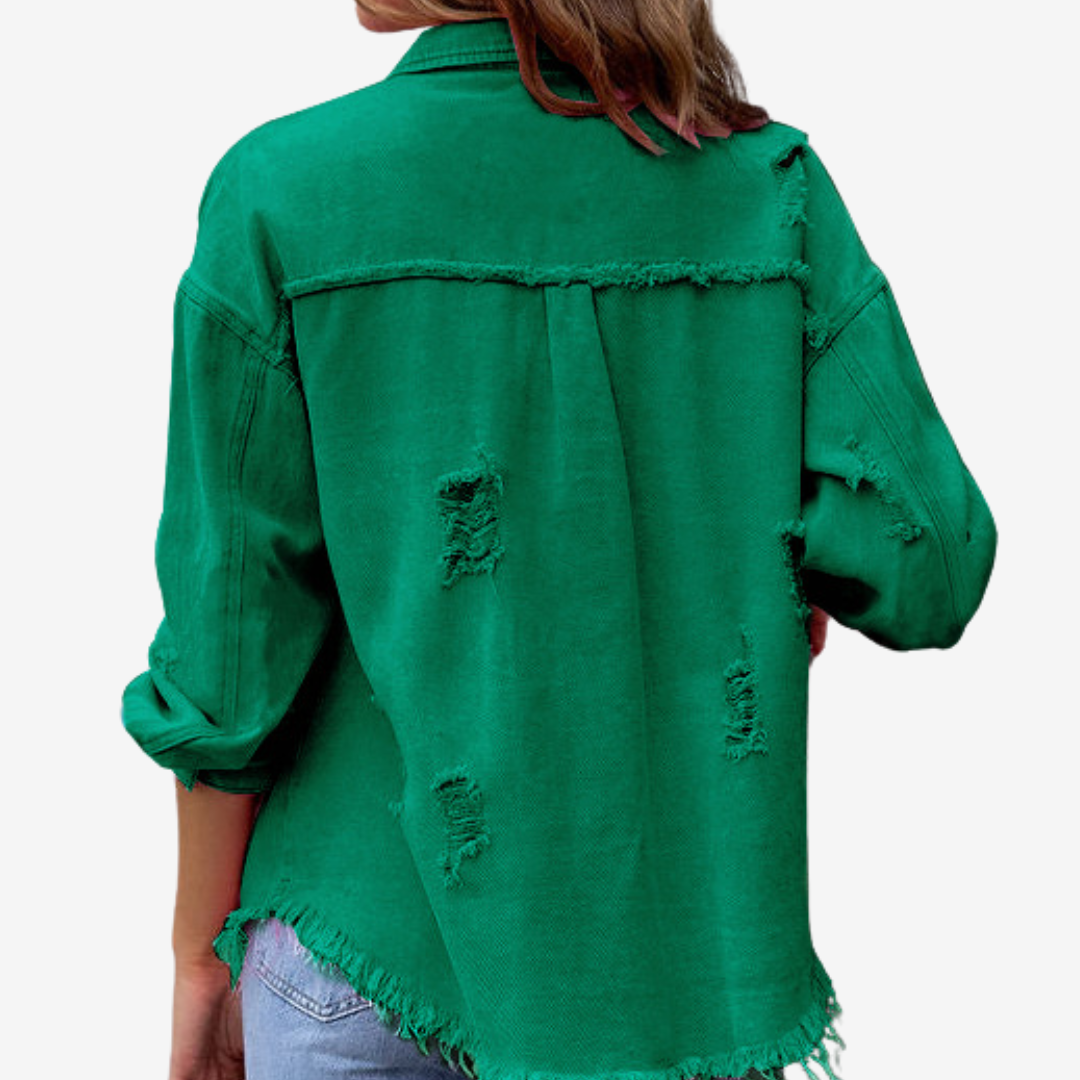 Veste oversize à détails effilochés pour femme – vue 3