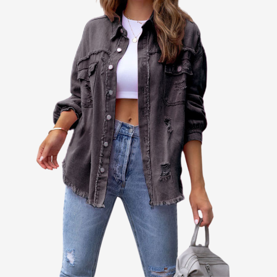 Veste oversize à détails effilochés pour femme – vue 4