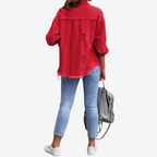 Veste oversize à détails effilochés pour femme
