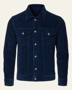 Veste trucker côtelée avec poches poitrine bleu foncé pour homme